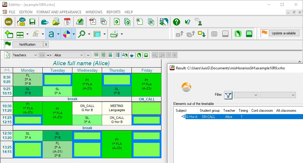 Editor de horarios