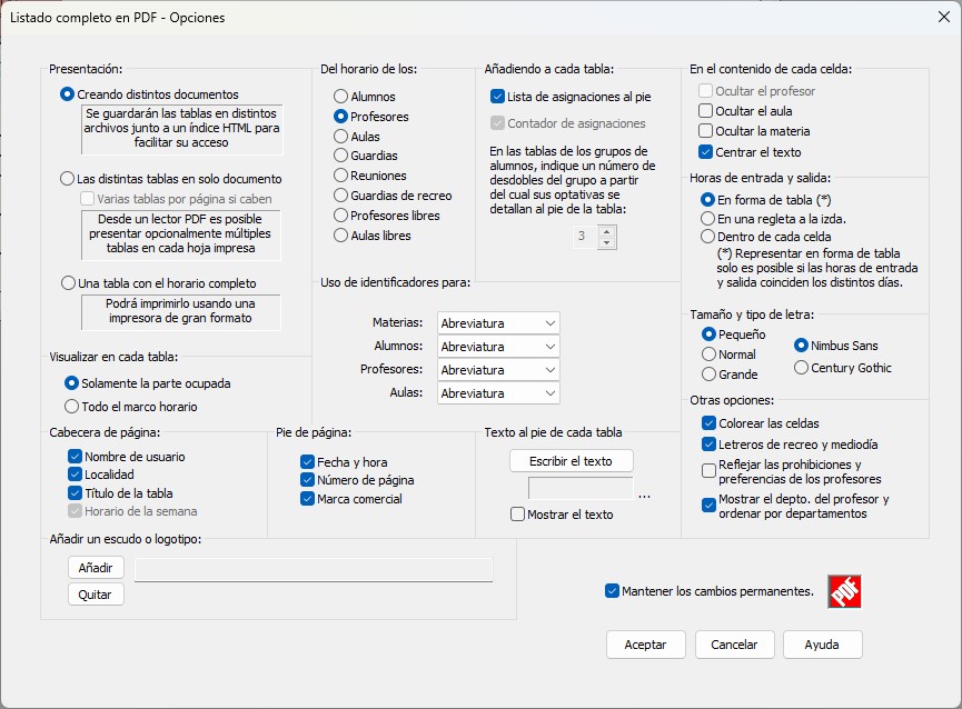 Editor de horarios